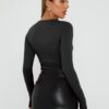 Trendy Queen Womens Long Sleeve Shirts Basic Crop Tops Tight Slim Fit Cute Teen Girls Fall Winter Y2k Clothes