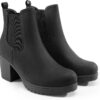 DREAM PAIRS Women's High Chunky Heel Chelsea Ankle Boots Slip On Elastic Fall Heeld Booties Shoes