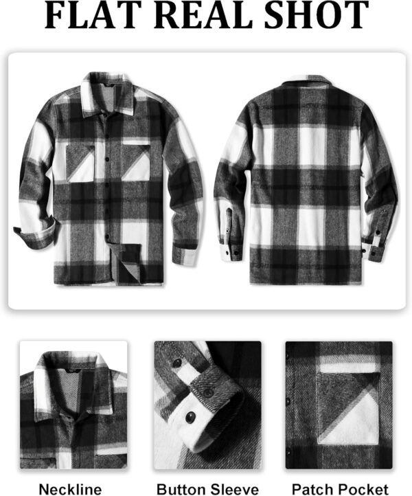 COOFANDY Men's Flannel Shirts Casual Button Down Plaid Shirt Jacket Long Sleeve Fleece Shacket with Pockets