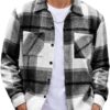 COOFANDY Men's Flannel Shirts Casual Button Down Plaid Shirt Jacket Long Sleeve Fleece Shacket with Pockets
