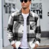 COOFANDY Men's Flannel Shirts Casual Button Down Plaid Shirt Jacket Long Sleeve Fleece Shacket with Pockets