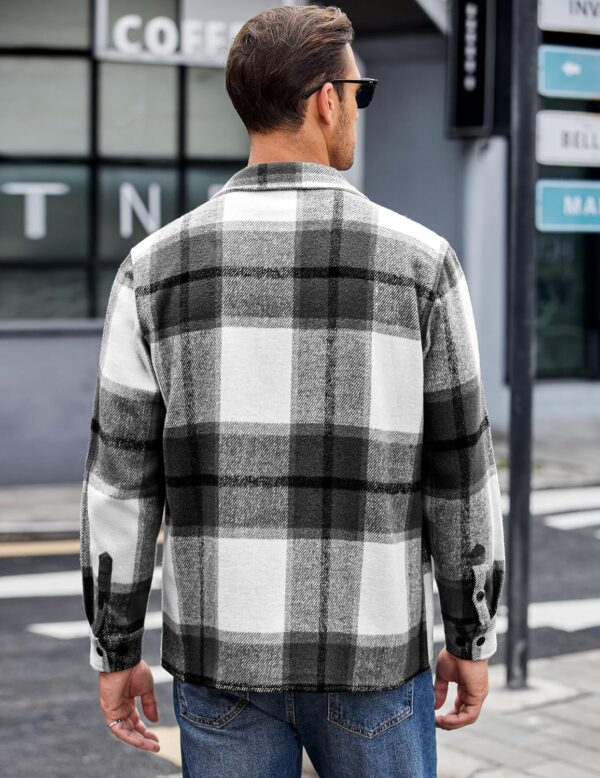 COOFANDY Men's Flannel Shirts Casual Button Down Plaid Shirt Jacket Long Sleeve Fleece Shacket with Pockets