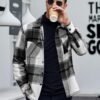 COOFANDY Men's Flannel Shirts Casual Button Down Plaid Shirt Jacket Long Sleeve Fleece Shacket with Pockets
