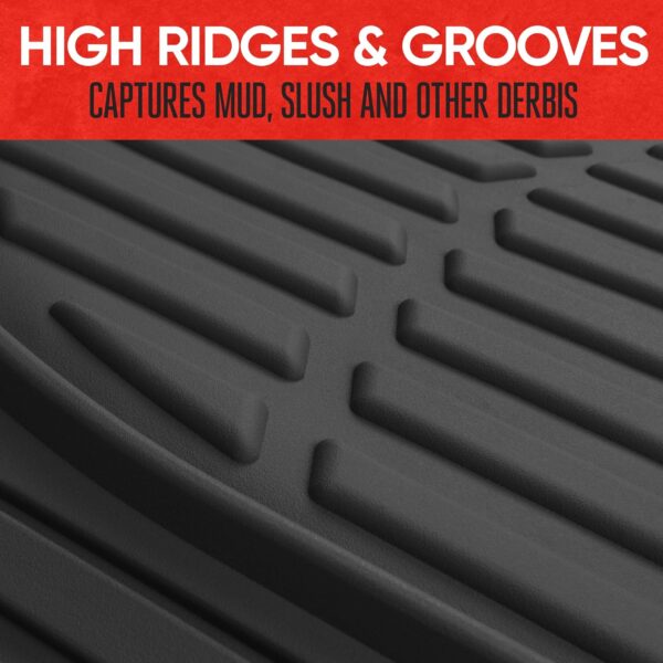 Motor Trend FlexTough Floor Mats for Cars, Deep Dish All-Weather Mats, Waterproof Trim-To Fit Automotive Floor Mats for Cars Trucks SUV, Universal Floor Liner Car Accessories, Black, Full Set