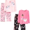 Simple Joys by Carter's Girls' 4-Piece Pajama Set (Cotton Top & Fleece Bottom)