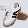 LUCKY STEP Women Classic Retro Gum Sole Fashion Sneakers Casual Tennis Skate Shoe Genuine Leather Walking Footwear Anti Slip Trainers