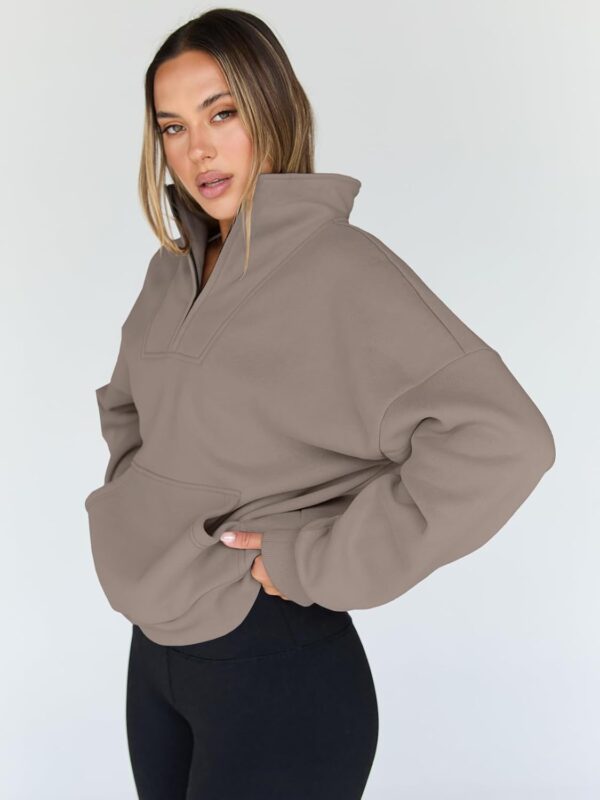Trendy Queen Sweatshirts Quarter Half Zip Pullover Oversized Hoodies Sweaters Comfy Fall Outfits 2025 Y2K Winter Clothes