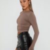 AUTOMET Womens Long Sleeve Shirt Basic Crop Tops Fall Fashion Underscrubs Layer Slim Fit Winter Clothes