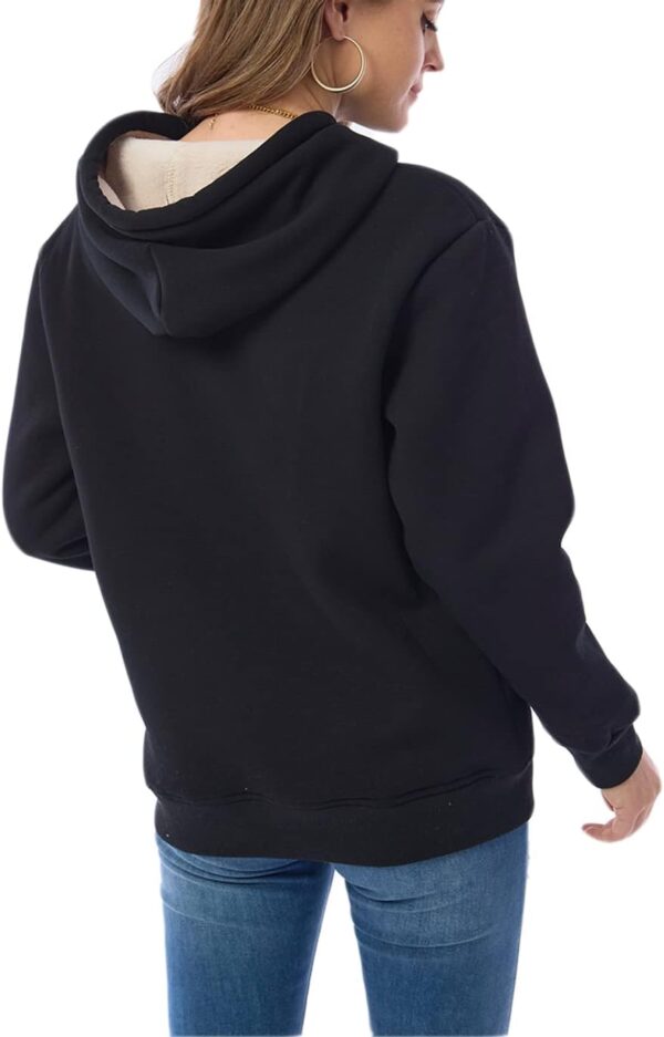 Haellun Womens Casual Winter Warm Fleece Sherpa Lined Pullover Hooded Sweatshirt