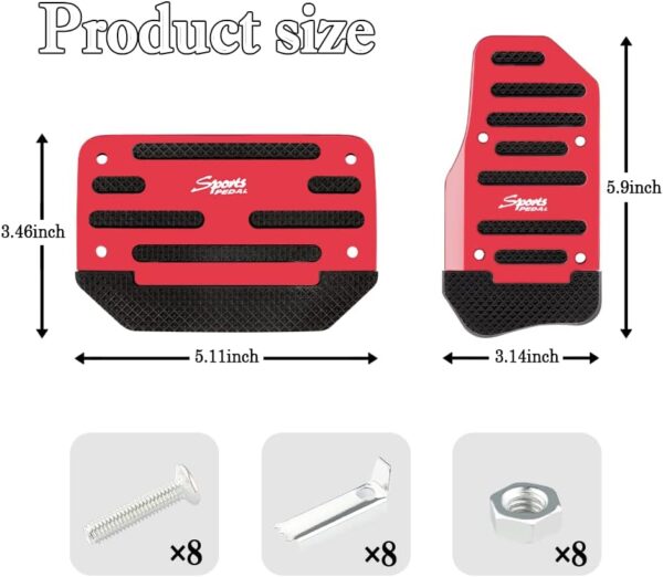 2PCS Non-Slip Car Pedal Covers,Premium Aluminum Alloy Gas and Brake Pedals Covers for Safe Driving,Car Mods Accessories Fits Automatic Transmission Car Truck SUV Van (Red/2pcs)