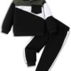 2-6T Toddler Baby Boy Clothes Color Blocking Hoodies + Pants Fall Winter Outfits