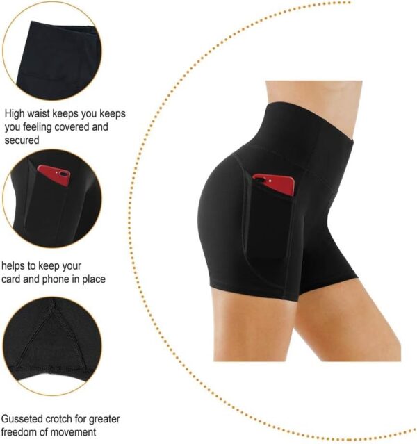 THE GYM PEOPLE High Waist Yoga Shorts for Women's Tummy Control Fitness Athletic Workout Running Shorts with Deep Pockets