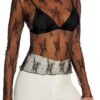 WIHOLL Womens Mesh Sheer Tops Sexy Crew Neck Summer Loose FIt Party Clubwear Shirts