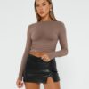 AUTOMET Womens Long Sleeve Shirt Basic Crop Tops Fall Fashion Underscrubs Layer Slim Fit Winter Clothes