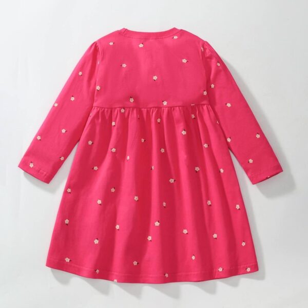 HILEELANG Toddler Girls Long Sleeve Dress Fall Autuman Cotton Casual Floal Jersey Shirt Dresses