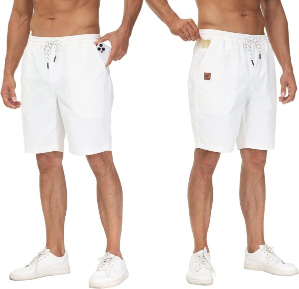 QPNGRP Men's Stretch Waist Casual Shorts with 5 Pockets Include 1 Zipper Pocket