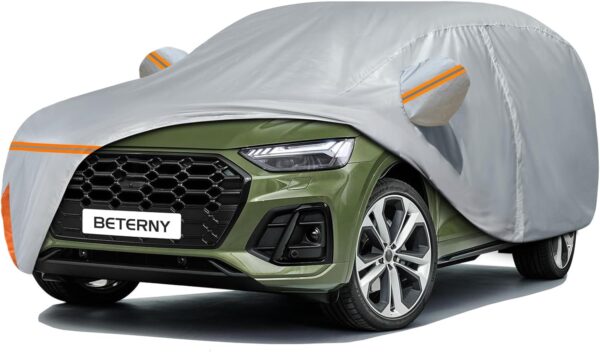 Car Cover for 2009-2024 Audi Q5/SQ5, Waterproof Custom-fit All Weather Sun Rain UV Dust Snow Protection Outdoor Q5 Full Car Cover with Door Zipper and Cotton Lining-Gray