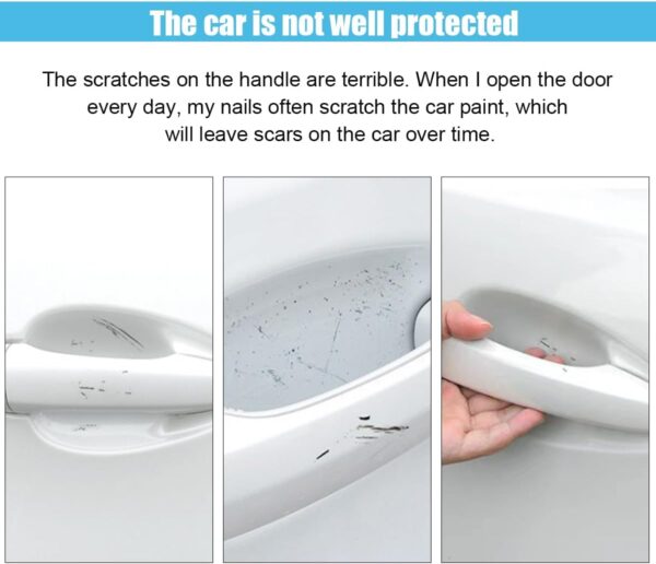 8PCS Car Door Handle Scratch Protectors, Carbon Fiber Car Door Handle Bowl Sticker, Universal Car Door Handle Paint Guard Cover, Door Handle Cup Protective Film for Cars (Black)