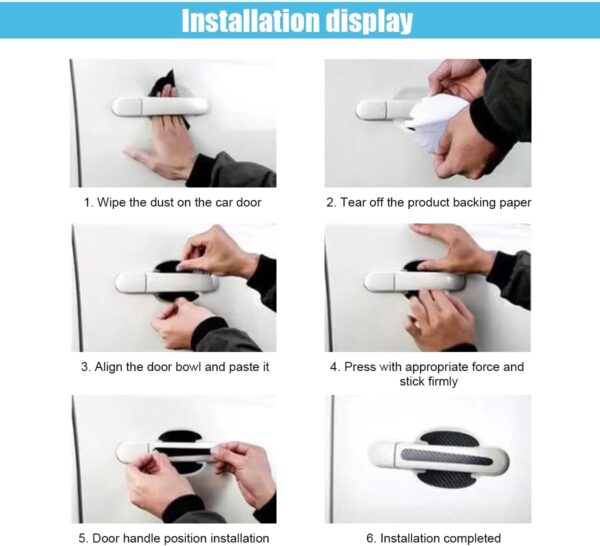 8PCS Car Door Handle Scratch Protectors, Carbon Fiber Car Door Handle Bowl Sticker, Universal Car Door Handle Paint Guard Cover, Door Handle Cup Protective Film for Cars (Black)