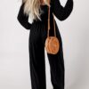 Dokotoo Women's Casual Loose Overalls Jumpsuits One Piece Long Sleeve Wide Leg Long Pant Rompers With Pockets