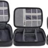 BUBM 3Pcs PVC Electronics Organizer Travel Case, Travel Gadget Storage Bag, Cable Organizer Bag Tech Organizer for USB Flash Drive, Plug, Cord, Charger, Power Bank, Black