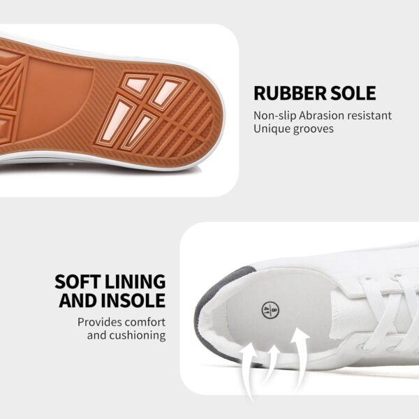 Rominz Mens White Canvas Shoes Fashion Low Top Canvas Sneakers Casual Tennis Shoes Lace-Up Walking Shoes for Men