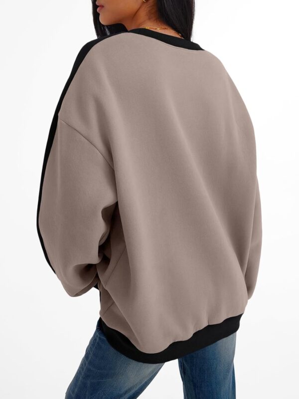 Trendy Queen Womens Oversized Sweatshirts Crewneck Hoodies Color Block Long Sleeve Pullover Fall Cute Top Fleece Clothes