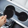 SUNCARACCL Car Cup Holder Coaster, 2 Pack Universal Bling Vehicle Insert (2.75" Diameter), Crystal Rhinestone Car Interior Accessories (Black with Black Diamond).