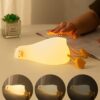 HAPPYBAG LED Lying Flat Duck Night Light, 3 Level Dimmable Nursery Nightlight,Cute Lamps Silicone Squishy Light Up Duck,Rechargeable Bedside Touch Lamp for Breastfeeding Toddler Baby Kids Decor