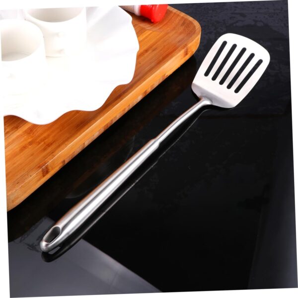 PRETYZOOM Stainless Steel Slotted Turner Spatula with Round Handle Heavy Duty Kitchen Utensil for Cooking Frying and Serving Essential Heat Resistant Kitchen Gadget