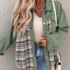 SHEWIN Women's Oversized Denim Jacket Casual Long Sleeve Button Down Plaid Shacket Boyfriend Jean Jacket With Pockets