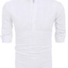 COOFANDY Men's Cotton Linen Henley T-Shirts Long Sleeve Hippie Casual Beach T-Shirts