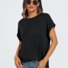 AUTOMET Womens Tops Oversized Business Casual Shirts Loose Fit Short Sleeve Tshirts Summer Clothes Fashion Trendy Outfit