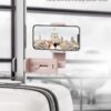 MiiKARE Airplane Travel Essentials Phone Holder, Universal Handsfree Phone Mount for Flying with 360 Degree Rotation, Accessory for Airplane, Travel Must Haves Phone Stand for Desk-Black&Pink