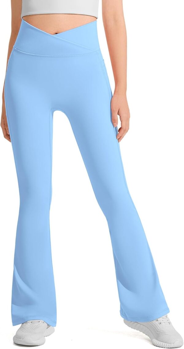 JOCMIC Girls Flare Leggings Kids Bell Bottom Cross High Waisted Dance Yoga Flared Pants