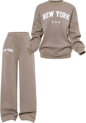 SOLY HUX Girl's Sweatsuit Letter Graphic Crewneck Sweatshirt Casual Sweatpants Sets 2 Piece Outfit