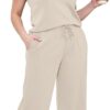 SAMPEEL Two Piece Sets for Women Summer Outfits Lounge Sets Mock Neck Tops Wide Leg Crop Pants Vacation Travel Outfits