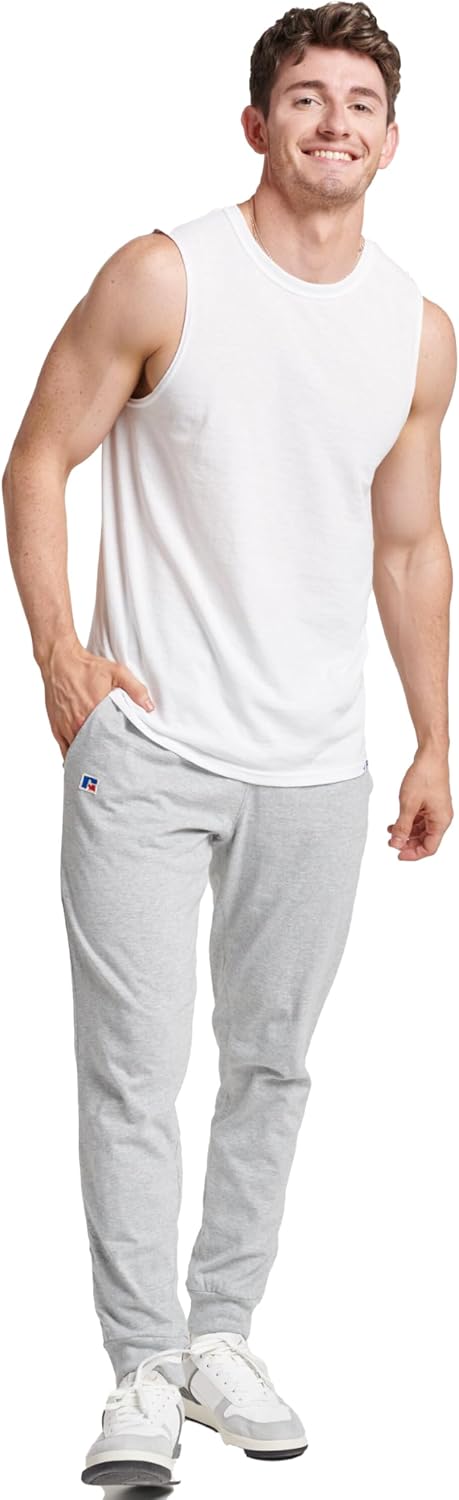 Russell Athletic Men's Dri-Power Cotton Blend Sleeveless Muscle Shirts, Moisture Wicking Odor Protection UPF 30+, Sizes S-4X