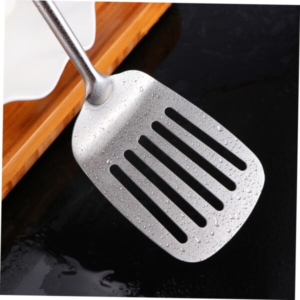 PRETYZOOM Stainless Steel Slotted Turner Spatula with Round Handle Heavy Duty Kitchen Utensil for Cooking Frying and Serving Essential Heat Resistant Kitchen Gadget