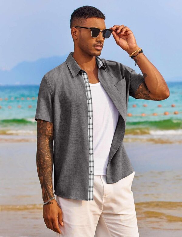 COOFANDY Men's Button Down Shirts Short Sleeve Casual Shirts Summer Beach Shirts Vacation Wedding Shirts with Pocket