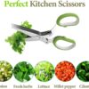Herb Scissors, Kitchen Herb Shears Cutter with 5 Blades and Cover, Sharp Dishwasher Safe Kitchen Gadget – Green