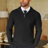 COOFANDY Men's Quarter Zip Sweaters Slim Fit Lightweight Knitted Mock Neck Pullover Casual Polo Sweaters