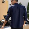 COOFANDY Men's Casual Dress Shirt Button Down Shirts Long-Sleeve Plaid Collar Denim Work Shirt