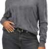 Arach&Cloz Women 2025 Fashion V Neck Long Sleeve Shirts Blouse Knit Casual Pullover Spring Sweater Top Cozy Clouds XS-3XL