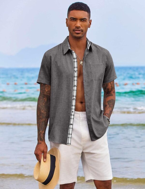 COOFANDY Men's Button Down Shirts Short Sleeve Casual Shirts Summer Beach Shirts Vacation Wedding Shirts with Pocket