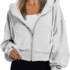 Trendy Queen Hoodies for Women Full Zip Up Cropped Sweatshirts Jackets Casual Comfy Gym Tops Fall Outfits Winter Clothes 2025
