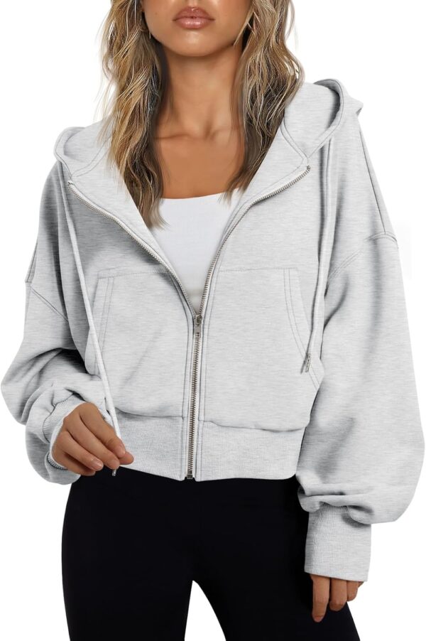 Trendy Queen Hoodies for Women Full Zip Up Cropped Sweatshirts Jackets Casual Comfy Gym Tops Fall Outfits Winter Clothes 2025