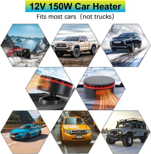 12V Car Heater,Portable Fast Heating Auto Car Heater Defroster Windshield Defogger Automobile Windscreen Heater Plug in Cigarette Lighter 360 Degree Rotary for All Cars (Red Black)