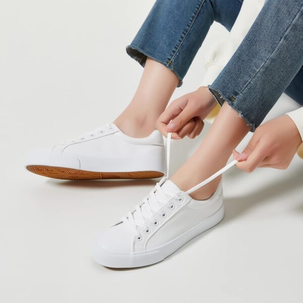 SERNIAL Womens White Tennis Shoes PU Leather Sneakers Casual Walking Shoes for Women