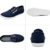 kufeiti Women's Canvas Slip On Shoes Sneakers for Women Fashion Comfortable White Black Elastic Sneakers for Women